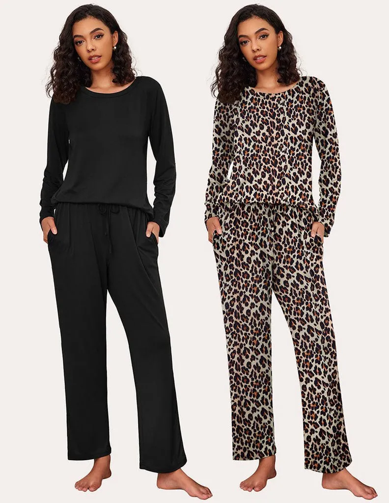 ekouaer-pajama-sets-langarm-pyjama-2er-set-rundhals image 1