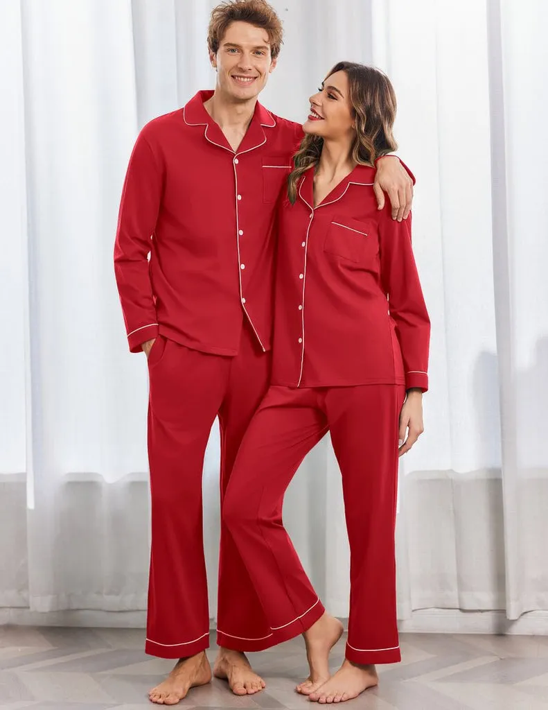 ekouaer-pajama-sets-baumwoll-schlafanzug-partner-langarm image 1
