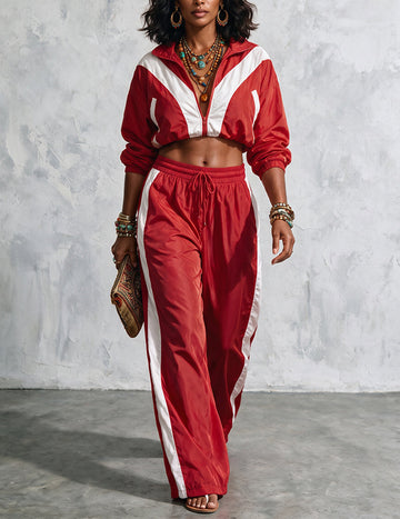 ekouaer-2-teiler-tracksuit-jacke-hose-patchwork-schwarz image 5