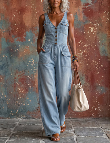 ekouaer-jumpsuits-overall-rmellos-denim-optik-v-ausschnitt image 3