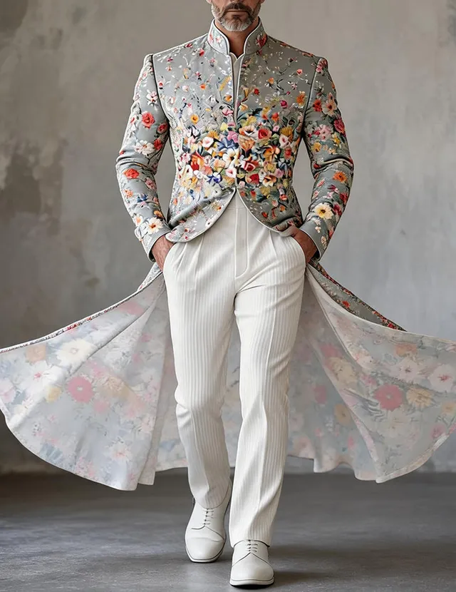 ekouaer-men-paisley-floral-frack-mantel-mandarin-hochzeit image 1