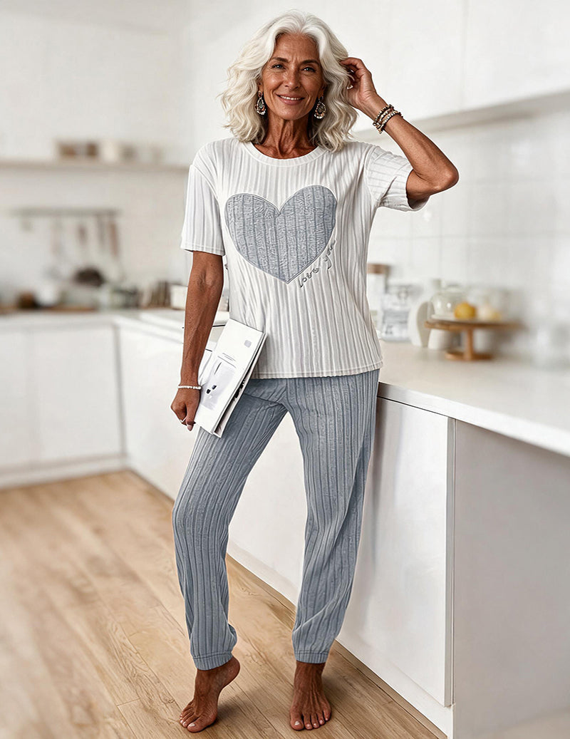 ekouaer-pajama-sets-herz-pyjama-capri-ripp-lila image 1