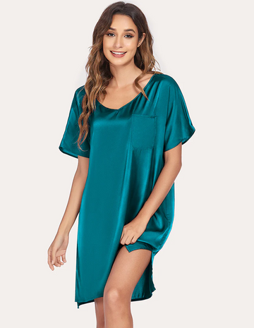 ekouaer-nightgowns-satin-nachthemd-kurz-v-ausschnitt-tasche image 7