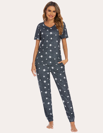 ekouaer-pajama-sets-teddy-summer-schlafanzug-kurzarm-jogger image 7