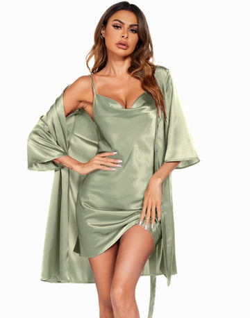 ekouaer-robes-satin-robe-mit-nachthemd-3-4-arm image 3