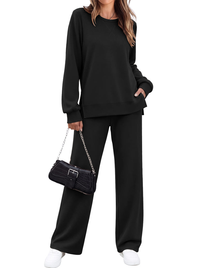 ekouaer-pajama-sets-schlafanzug-langarm-schwarz-mit-hose image 4