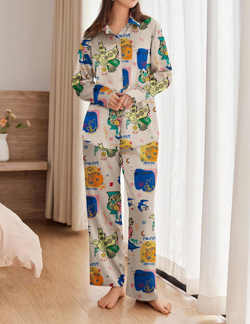 ekouaer-pajama-sets-satin-pyjama-print-langarm-2-teilig image 8