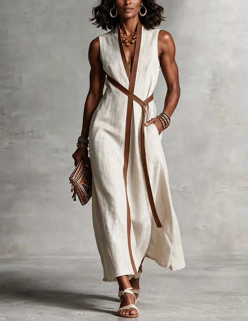 ekouaer-nightgowns-maxi-nachthemd-damen-mit-g-rtel-braun image 1