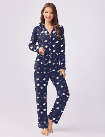 ekouaer-pajama-sets-teddy-pyjama-langarm-viskose-2-teilig image 7