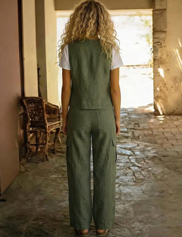 ekouaer-pajama-sets-baumwoll-pyjama-weste-cargohose image 3