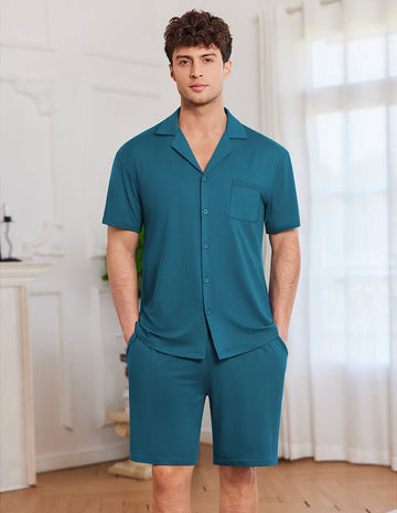 ekouaer-pajama-sets-basic-schlafanzug-herren-kurz-mit-taschen image 7
