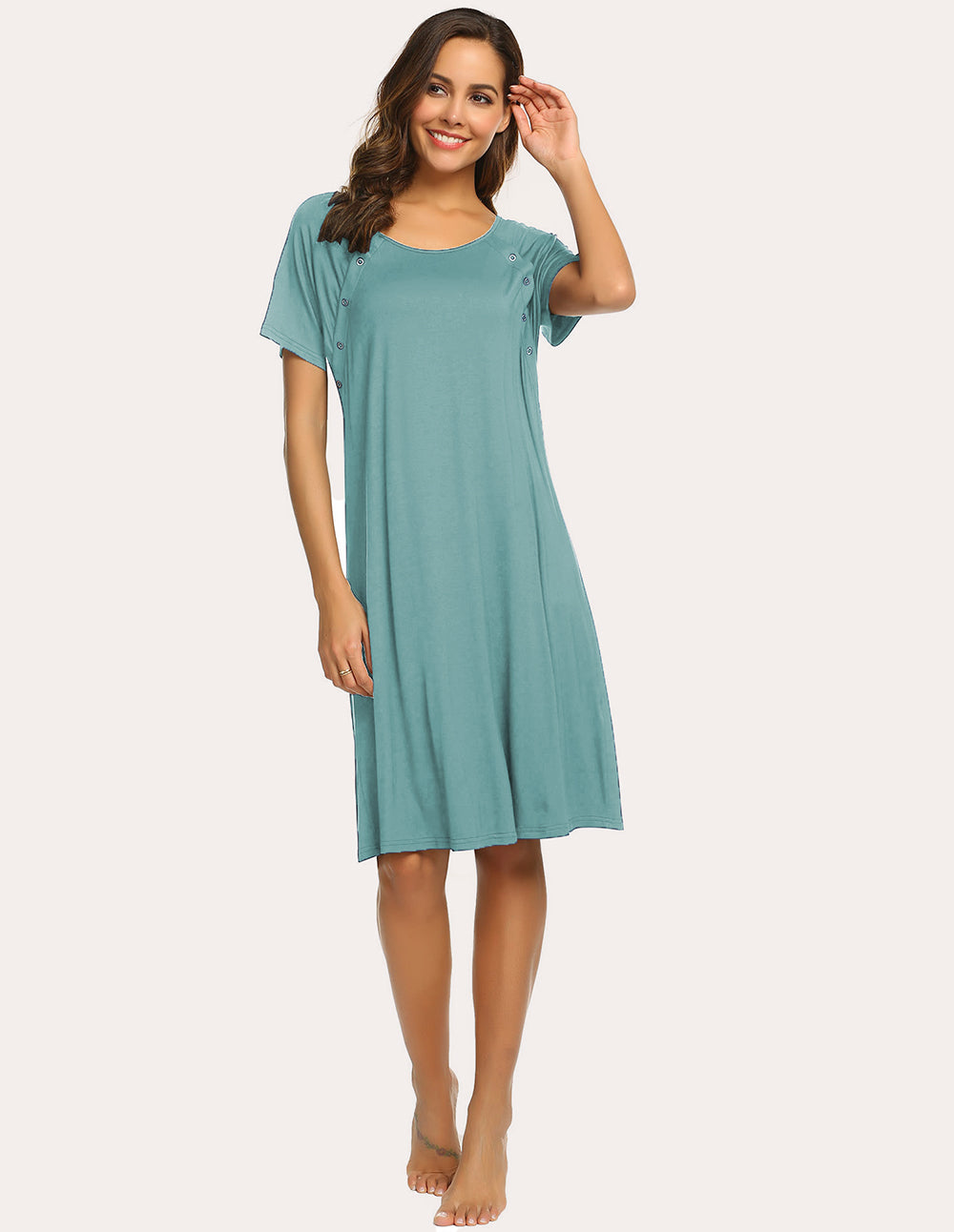 ekouaer-maternity-still-nachthemd-kurzarm-aqua-green image 4