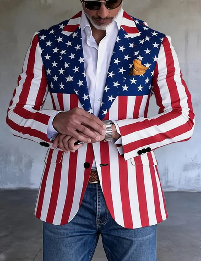 ekouaer-men-american-flag-stars-stripes-blazer-slim-fit image 1