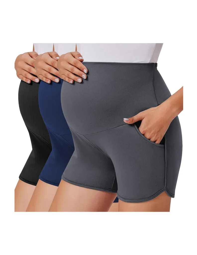 ekouaer-maternity-3er-pack-umstandsshorts-bauchband-taschen image 1