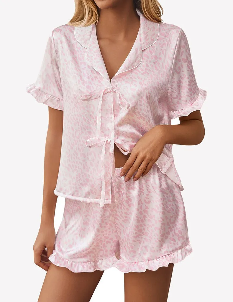 ekouaer-pajama-sets-satin-pyjama-schleife-shorts-y2k image 1