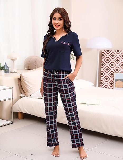bresdk-pyjamas-set-pyjama-kurzarm-kariert-2-teilig-baumwolle image 4
