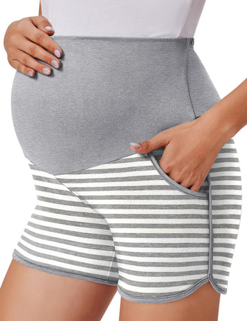 ekouaer-maternity-3er-pack-umstandsshorts-bauchband-taschen image 3