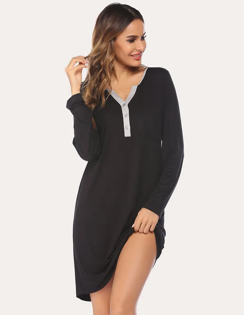 ekouaer-striped-nachthemd-damen-gestreift-schlafkleid image 1