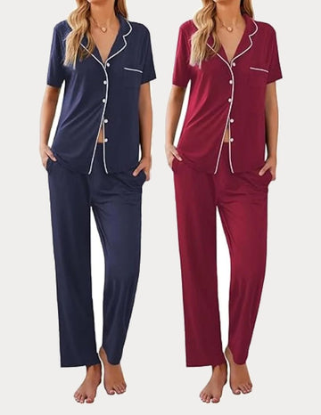 ekouaer-pajama-sets-2er-pack-pyjama-knopfleiste-lange-hose image 6