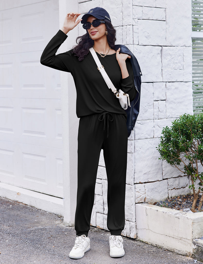 ekouaer-pajama-sets-lounge-pyjama-langarm-mit-jogger-hose image 1