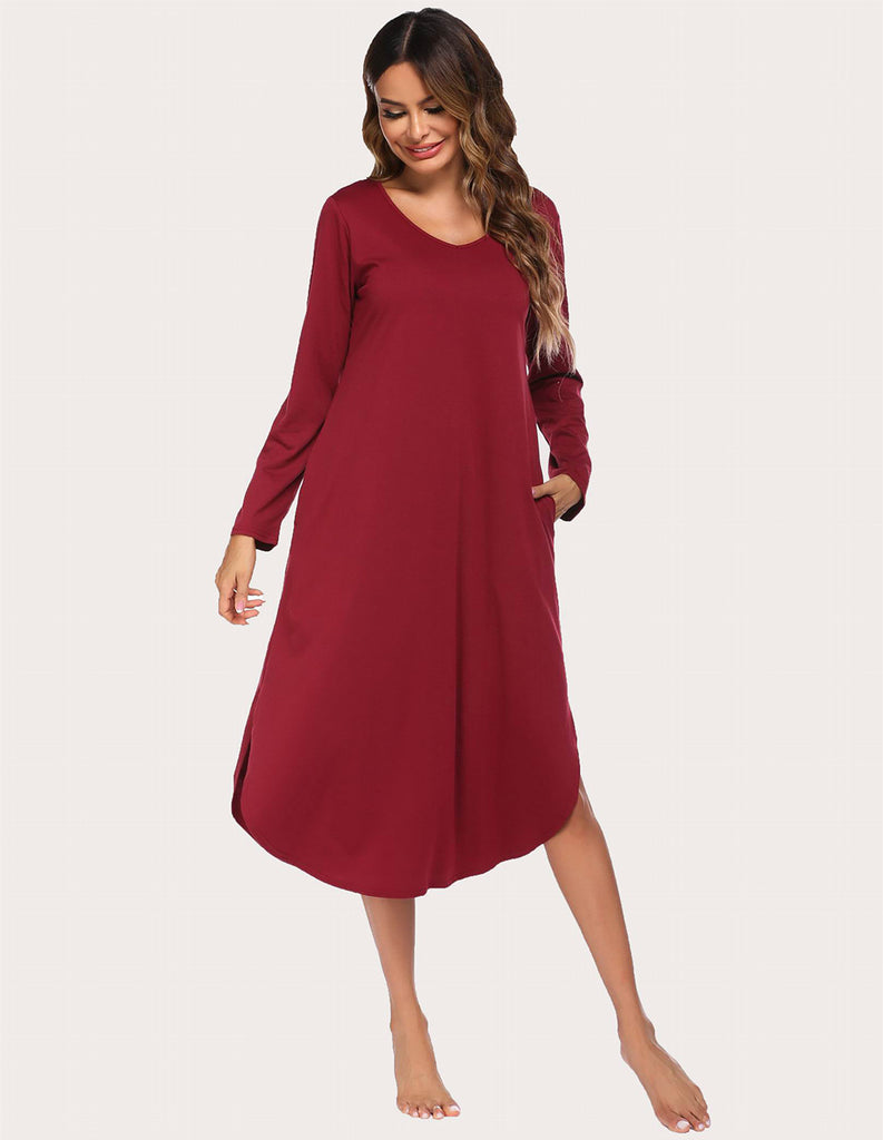 ekouaer-nightgowns-nachthemd-locker-mit-tasche-bequem image 1