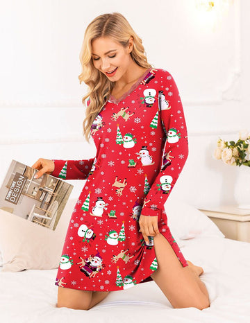 ekouaer-nightgowns-long-sleeve-lace-night-dress-nachthemd-langarm image 3