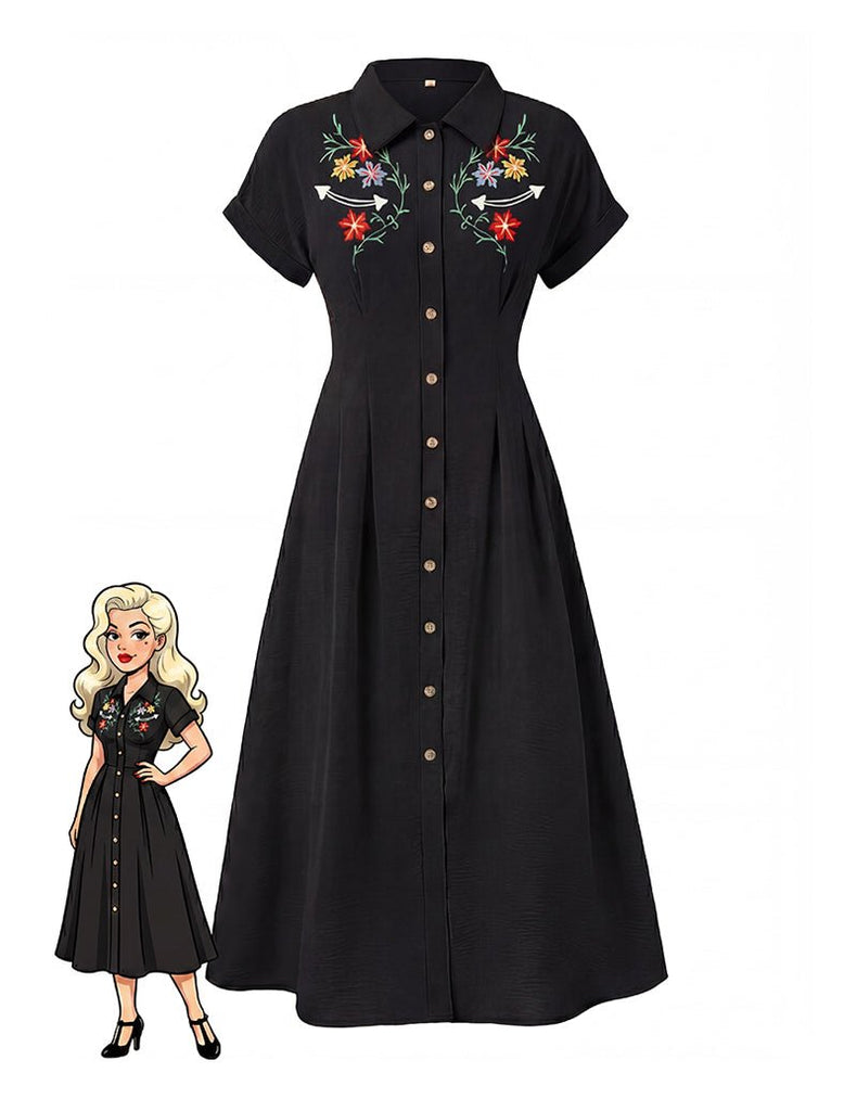ekouaer-nightgowns-vintage-midikleid-bestickt-knopfleiste image 1