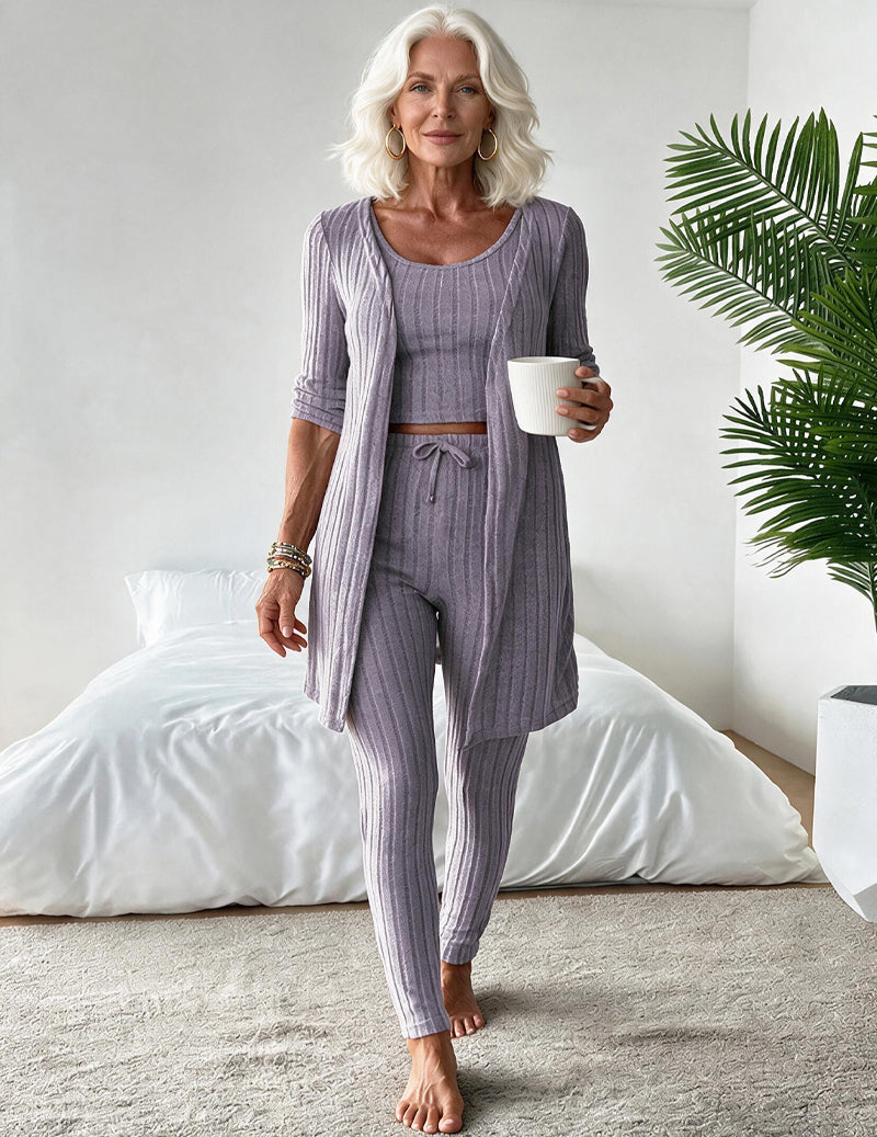 ekouaer-pajama-sets-3-teiler-rippstrick-cardigan-set image 6