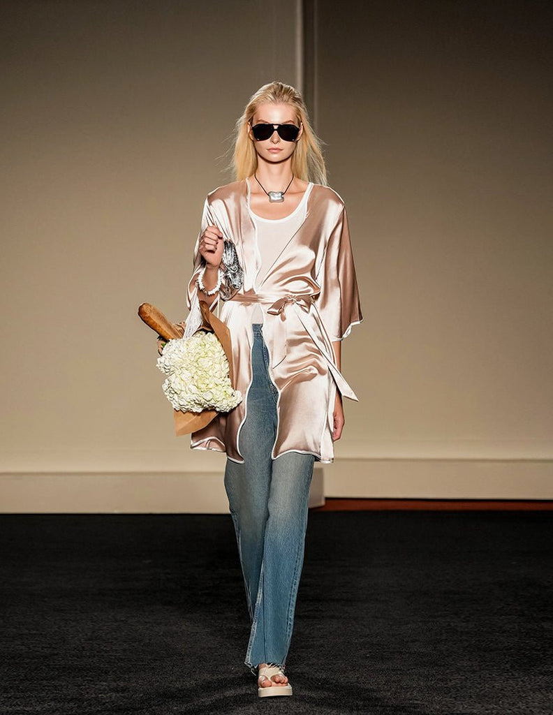 ekouaer-robes-satin-kurz-morgenmantel-3-4-arm image 1