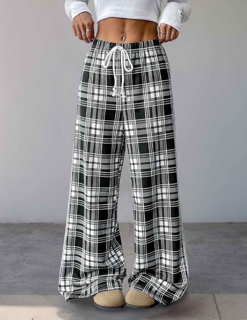 ekouaer-pajama-sets-pyjamahose-wide-leg-kariert-mit-taschen image 1