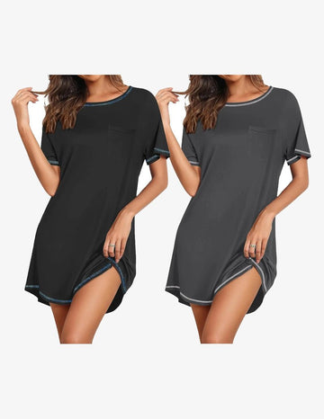 ekouaer-nightgowns-2er-pack-nachthemd-kurzarm-sleepshirt image 5