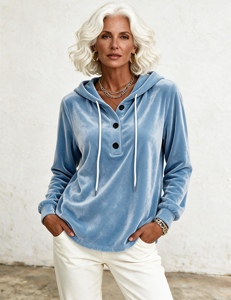 ekouaer-velvet-hoodie-samt-sweatshirt-schwarz image 8
