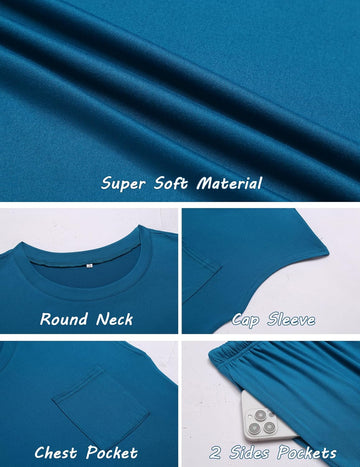 ekouaer-pajama-sets-schlafanzug-kurzarm-2er-set-mit-hose image 3