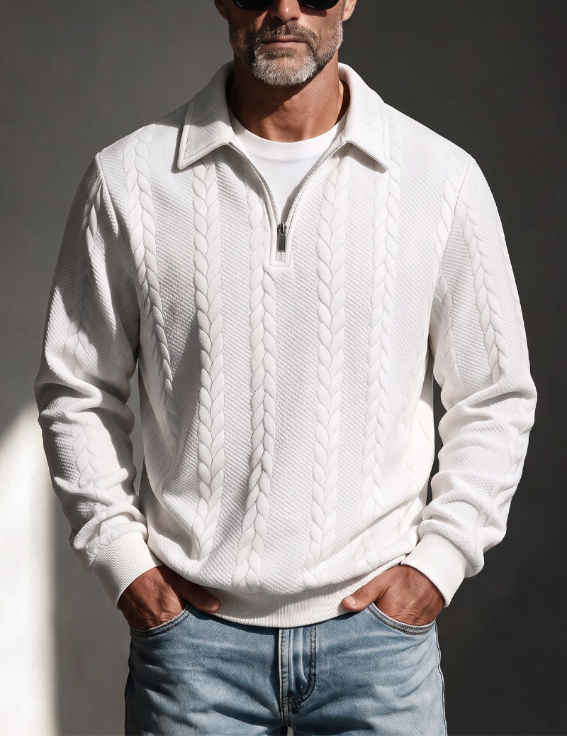 ekouaer-men-pullover-herren-wei-zip-polokragen-strick image 1