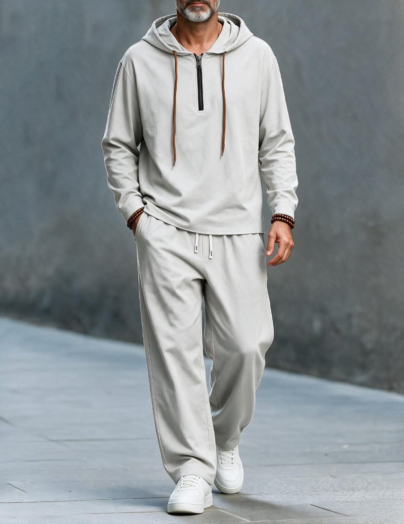ekouaer-men-leinen-hoodie-set-wide-leg-grau image 3