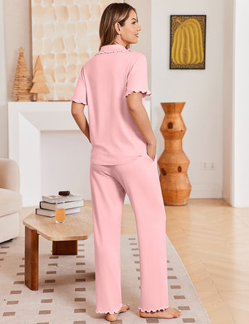 ekouaer-pajama-sets-ruffle-sleeve-pyjama-kurzarm-bedruckt image 8