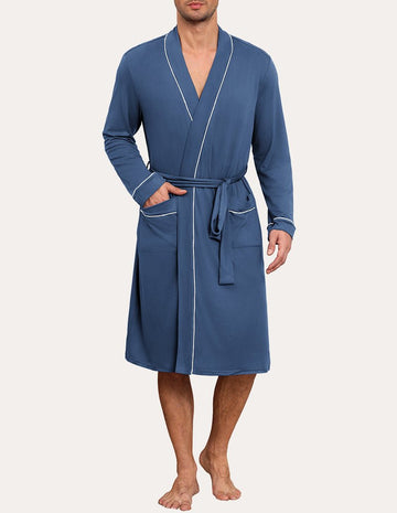 ekouaer-robes-kimono-bademantel-herren-knielang-mit-guertel image 7