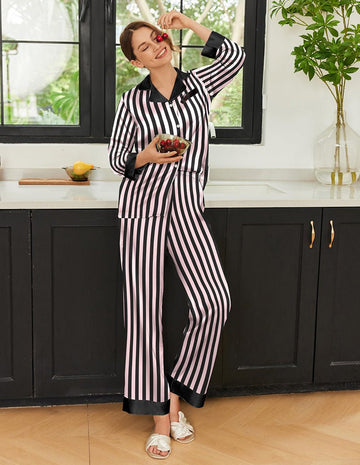 ekouaer-pajama-sets-satin-schlafanzug-langarm-mit-kn-pfen-2-teilig image 7