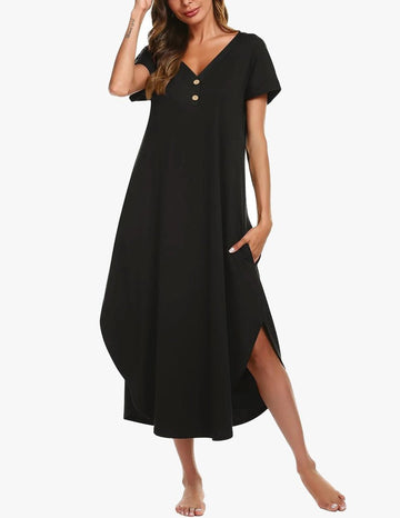 ekouaer-nightgowns-lang-nachthemd-knopfleiste-taschen image 7