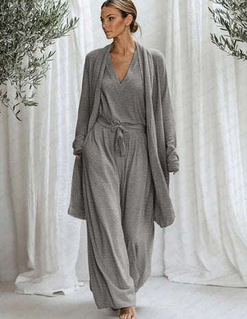 ekouaer-pajama-sets-baumwoll-pyjama-3-teilig-mit-morgenmantel image 4