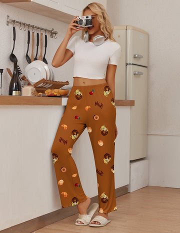 ekouaer-teddy-pyjamahose-lang-weit-mit-taschen image 7