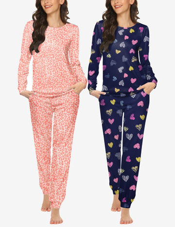 ekouaer-pajama-2er-schlafanzug-langarm-mit-jogger-hose image 3