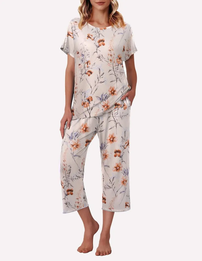 ekouaer-pajama-sets-capri-pyjama-bedruckt-mit-taschen image 1