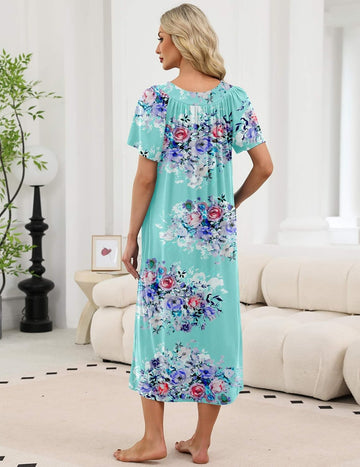 ekouaer-nightgowns-langes-nachthemd-kurzarm-mit-taschen image 7
