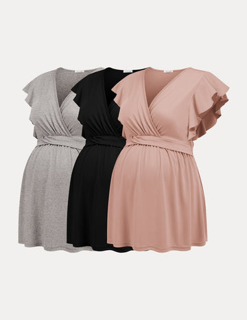 ekouaer-maternity-3er-stilloberteil-v-ausschnitt-kurzarm image 3