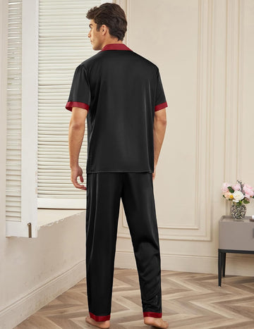 ekouaer-men-satin-pyjama-herren-2-teilig-kurzarm image 5