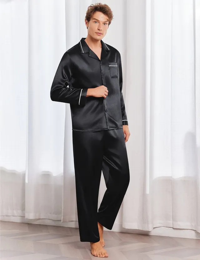 ekouaer-pajama-sets-herren-satin-schlafanzug-langarm image 1