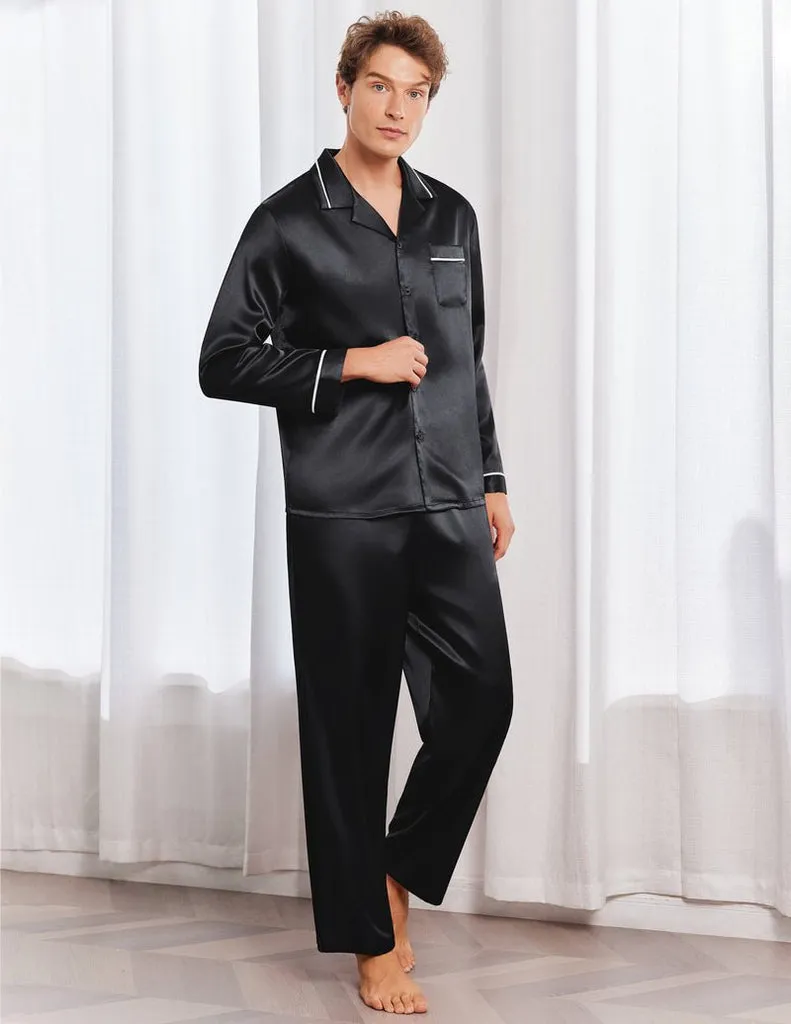 ekouaer-pajama-sets-herren-satin-schlafanzug-langarm image 1