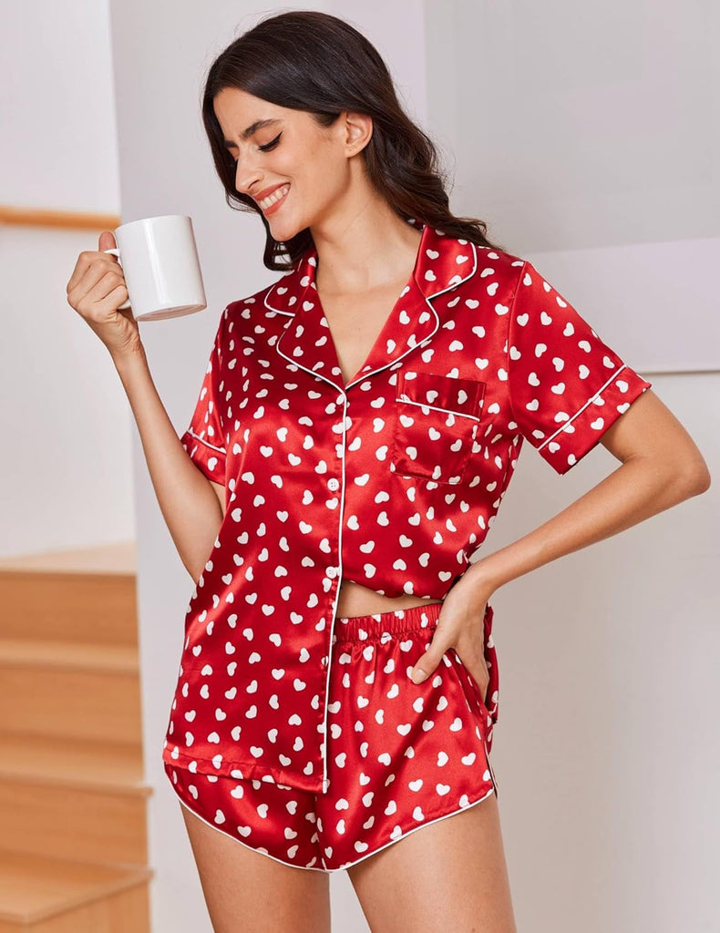 ekouaer-pajama-sets-satin-pyjama-shorts-2-teilig-still image 1