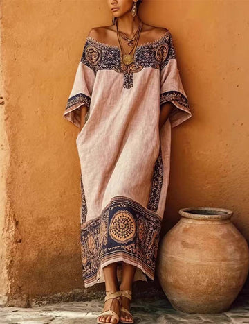 ekouaer-nightgowns-boho-maxikleid-off-shoulder-leinen-blau image 5